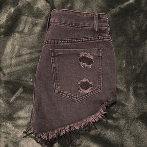 Distressed Black Denim Skirt